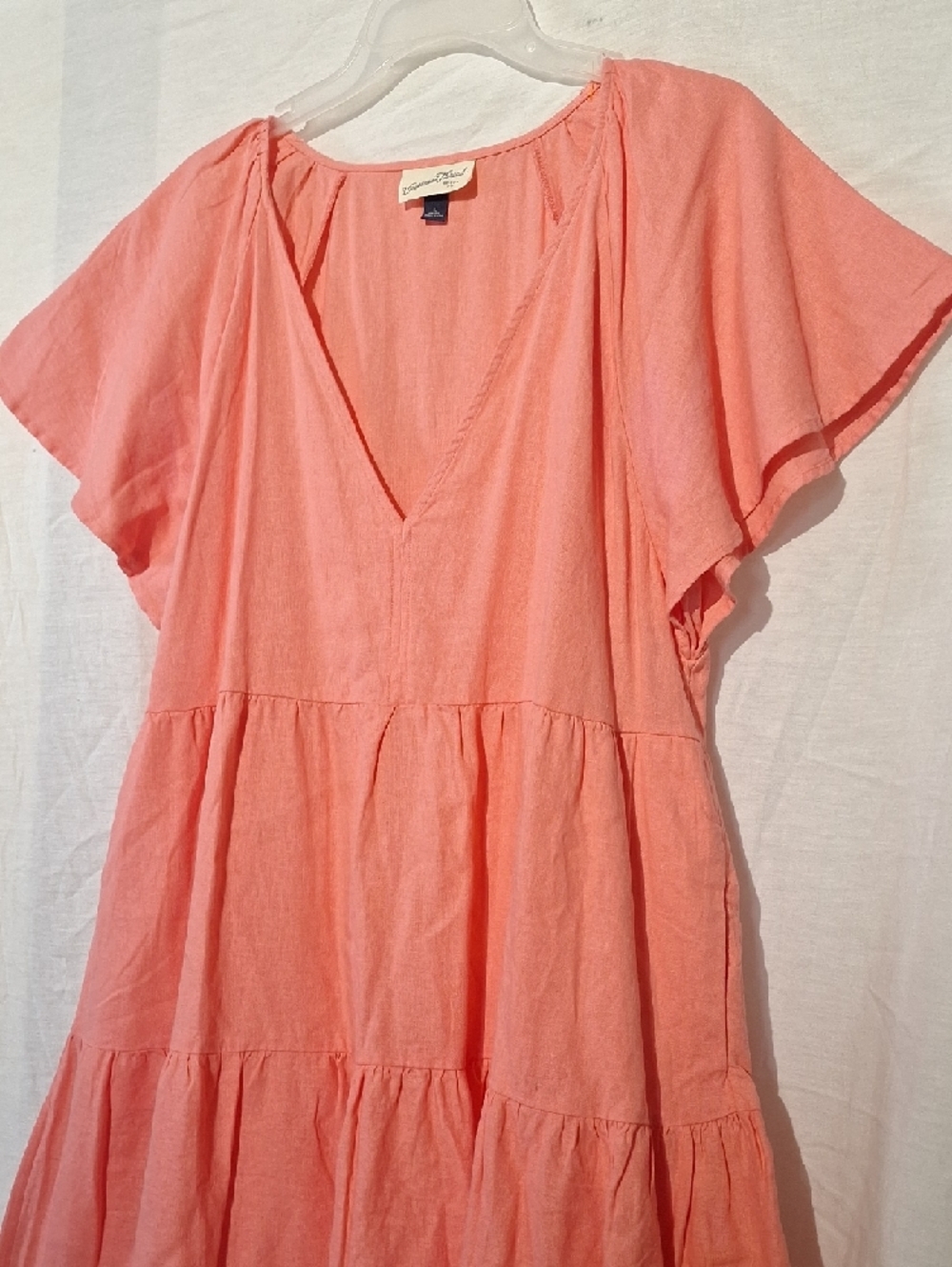 NEVER WORN! Universal Thread Coral Linen V-Neck Boho Midi Dress, Sz 16 NWOT - Picture 3 of 8